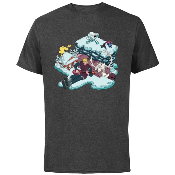 Disney Frozen Kristoff, Sven, Anna & Marshmallow - Short Sleeve Cotton T-Shirt for Adults - Customized-Charcoal