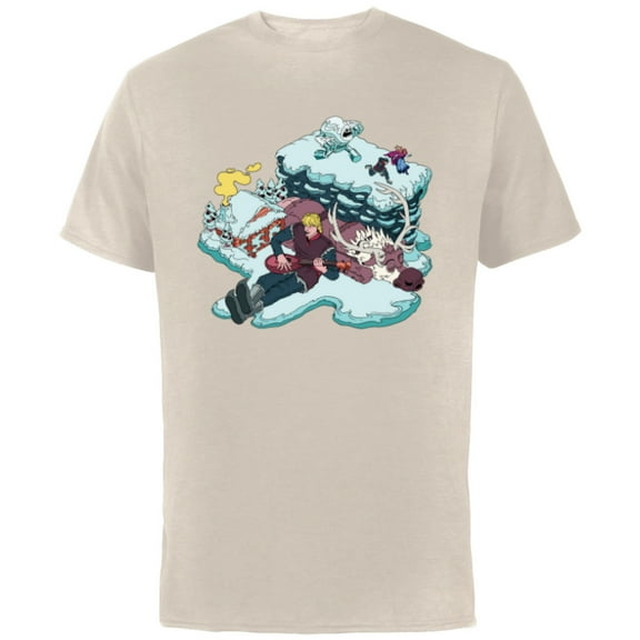 Disney Frozen Kristoff, Sven, Anna & Marshmallow - Short Sleeve Cotton T-Shirt for Adults - Customized-Natural