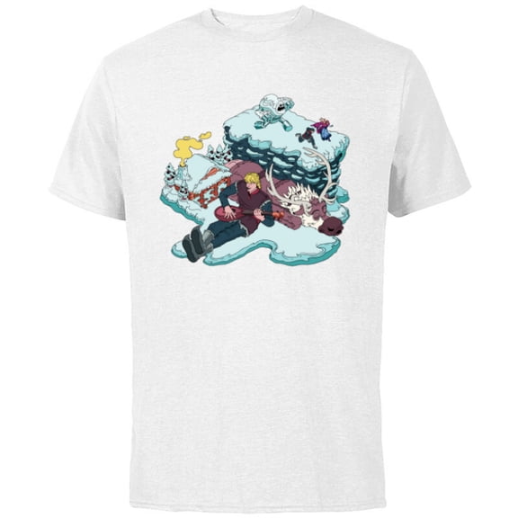 Disney Frozen Kristoff, Sven, Anna & Marshmallow - Short Sleeve Cotton T-Shirt for Adults - Customized-White