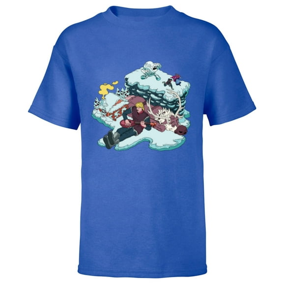 Disney Frozen Kristoff, Sven, Anna & Marshmallow - Short Sleeve T-Shirt for Kids - Customized-Royal