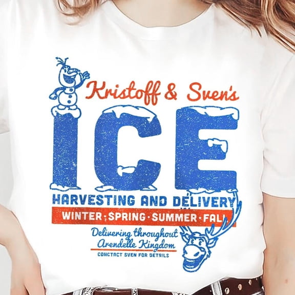 Disney Frozen Kristoff Sven39S Ice Co Shirt Disney Elsa Princess T-shirt Disneyland Tee Fu