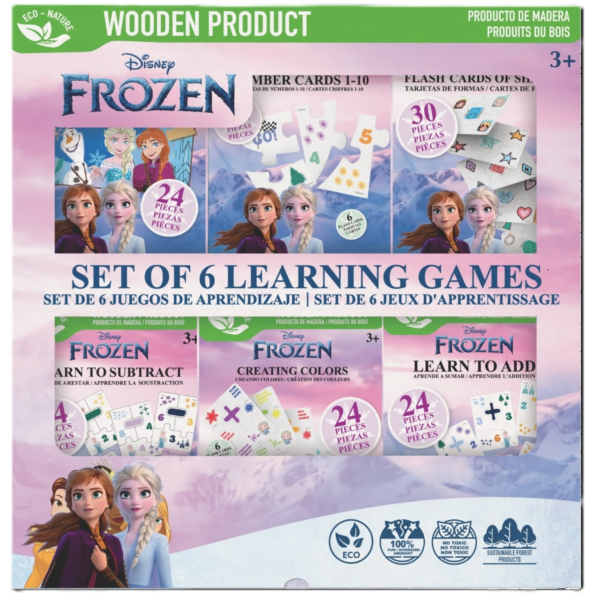 Disney: Frozen Learning Games - Set Of 6 - Wooden Puzzles