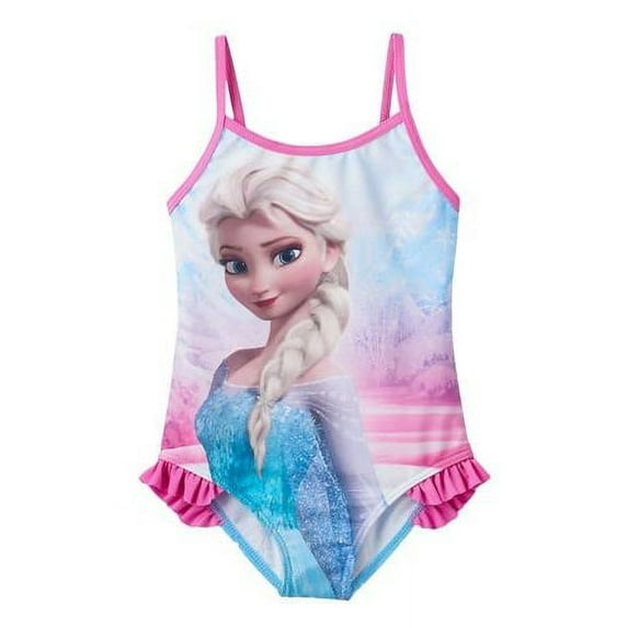 Disney Frozen Little Girls Elsa Swimsuit 6 Blue/pink