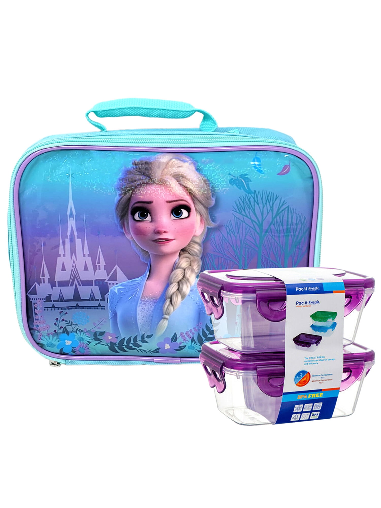 Disney Frozen Lunch Bag Insulated Elsa Princess w/ 2Piece Food Snack Container