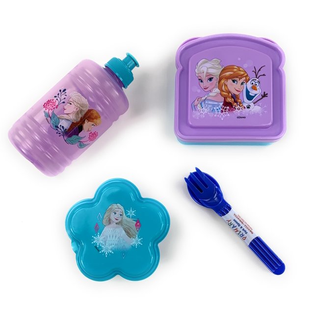 Disney Frozen Lunch Box Set! Includes Sandwich Box Snack Container Water Bottle + Tableware