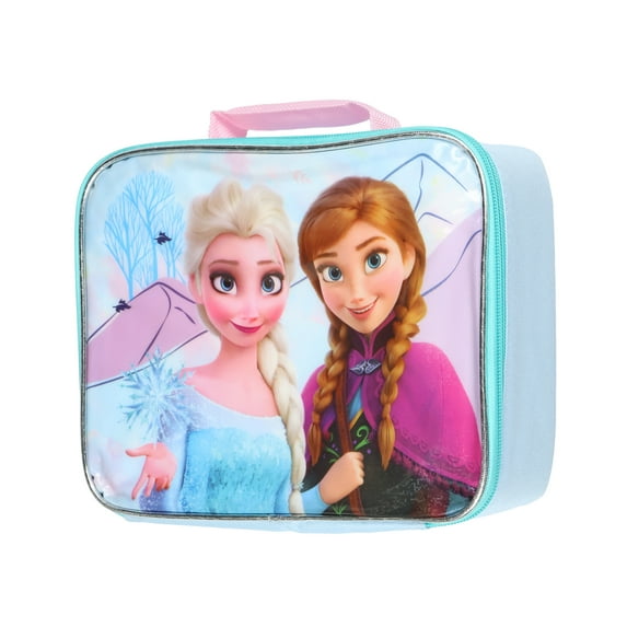 Disney Frozen Lunch Box for Kids | Elsa and Anna Glitter Shimmer Effect Full Zip Insulated Lunch Tote Bag