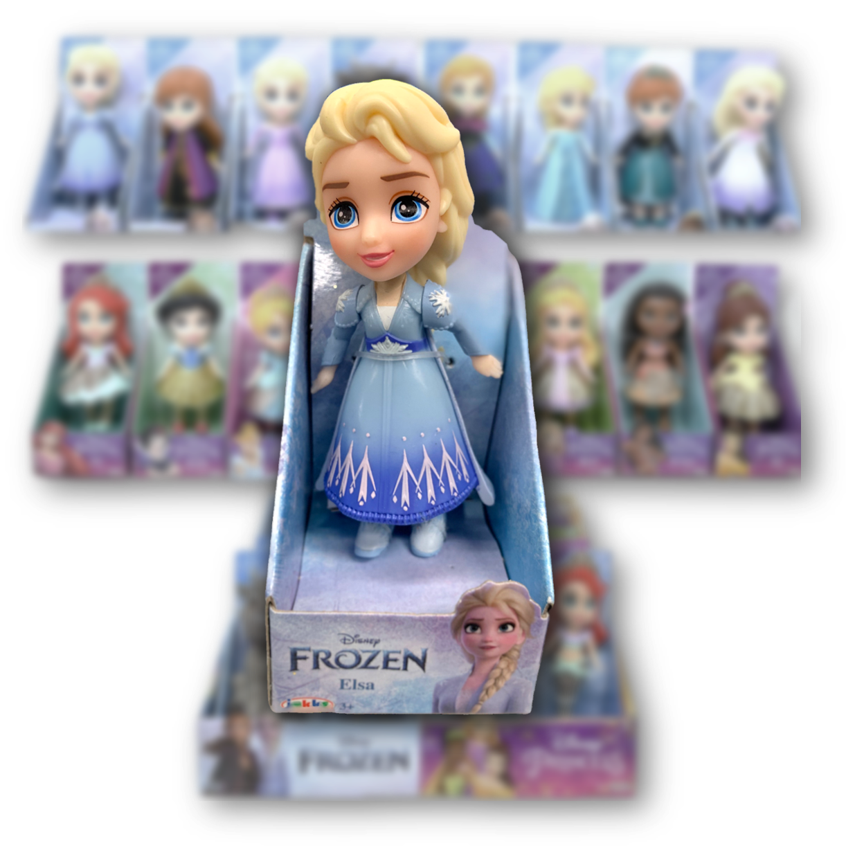 Disney Frozen Mini Poseable Miniature 3.5 Doll Figure Young ELSA Navy Dress  Packed in Clear Display Box 
