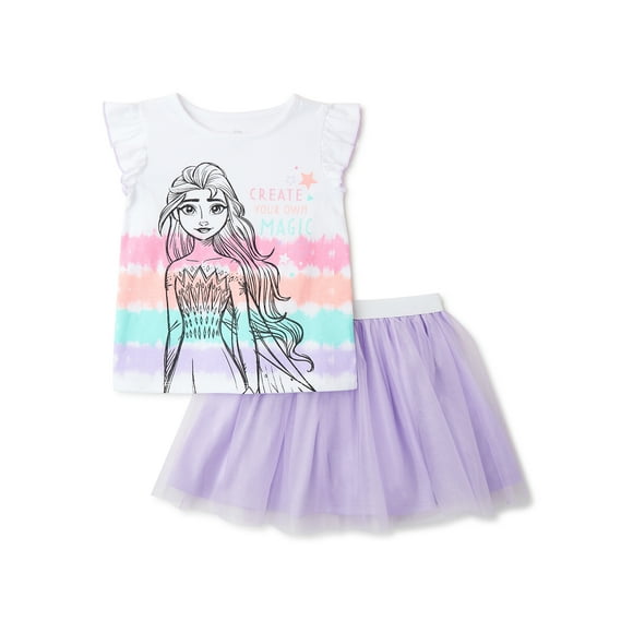 Disney Frozen Mouse Girls T-Shirt and Skirt, 2-Piece Outfit Set, Sizes 12M-5T