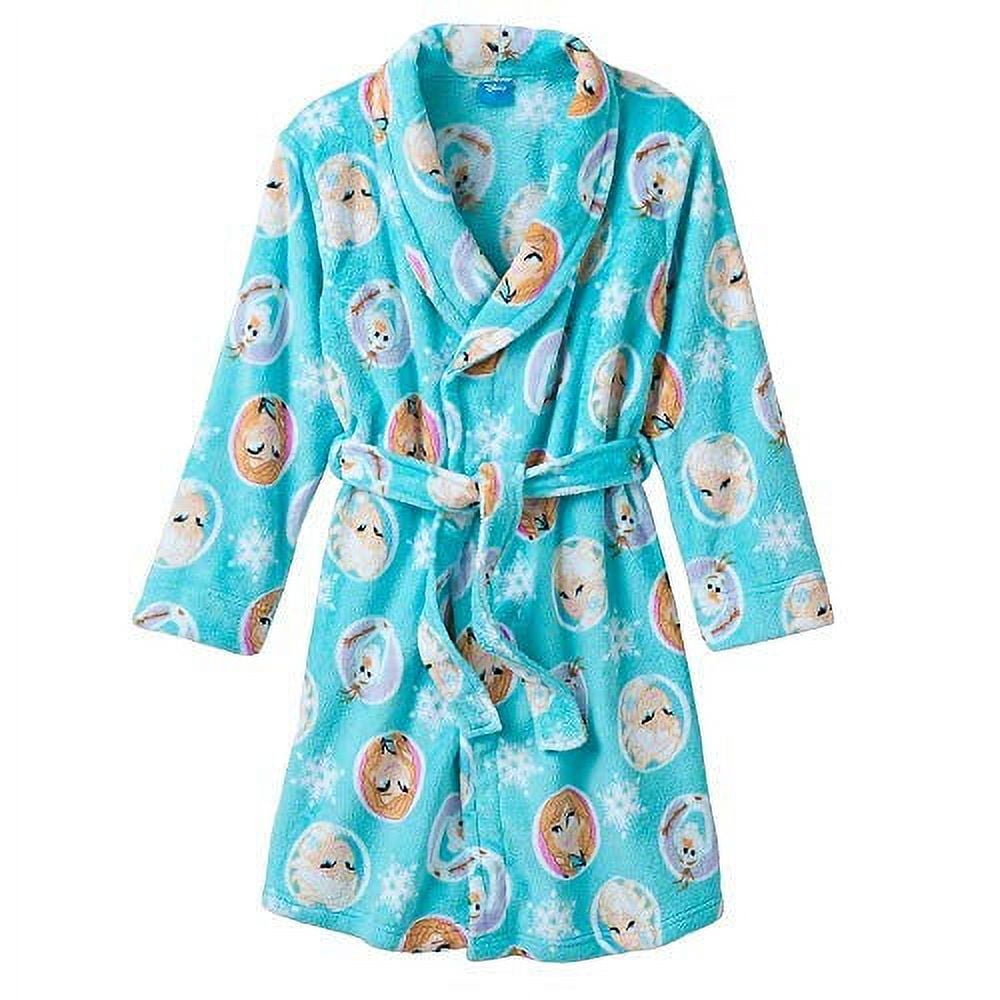 Disney Frozen Olaf, Anna and Elsa Plush Fleece Blue Bathrobe, Robe