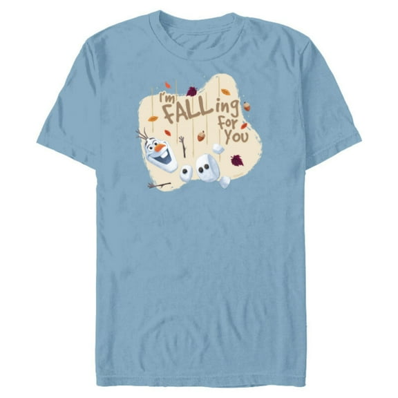 Disney Frozen Olaf Autumn Fall Funny “I’m FALLing for You” - Short Sleeve Blended T-Shirt for Adults - Customized-Ocean Blue