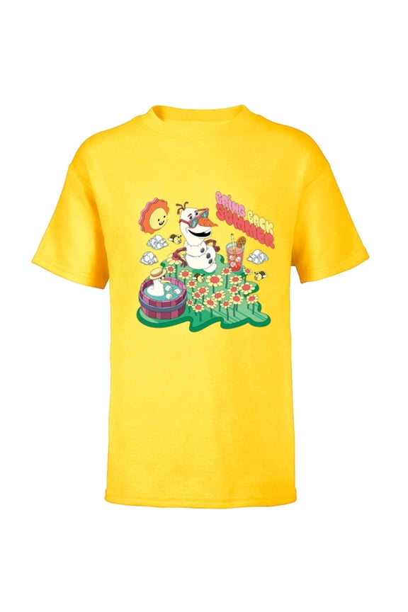 Frozen Olaf Bring Back Summer - Short Sleeve T-Shirt for Kids - Customized-Yellow