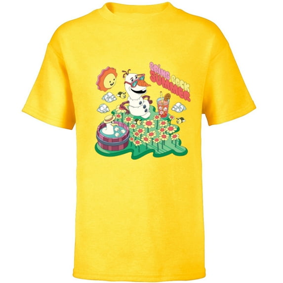 Disney Frozen Olaf Bring Back Summer - Short Sleeve T-Shirt for Kids - Customized-Yellow