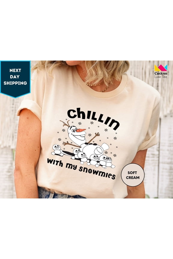 Disney Frozen Olaf Chillin With My Snowmies Portrait Shirt, Elsa Anna Olaf Tee, Wdw Magic Kingdom Disneyland Family Vacation Holiday Gift