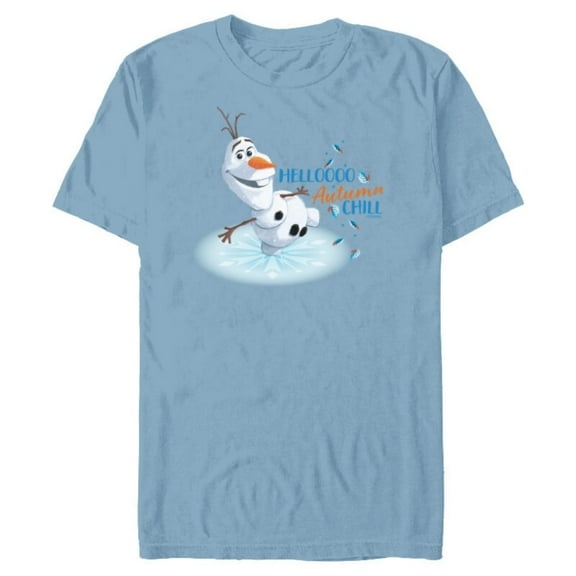 Disney Frozen Olaf Fall Funny “Helloooo Autumn Chill” - Short Sleeve Blended T-Shirt for Adults - Customized-Ocean Blue