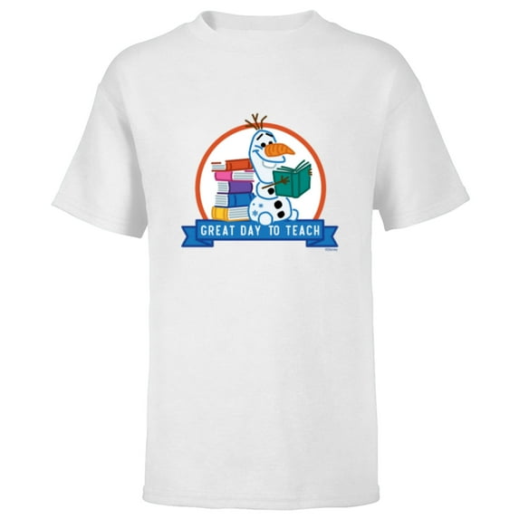 Disney Frozen Olaf Great Day to Teach National Teacher’s Day - Short Sleeve T-Shirt for Kids - Customized-White