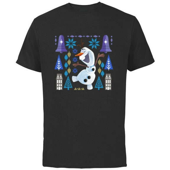 Disney Frozen Olaf Holiday Winter Wonderland - Short Sleeve Cotton T-Shirt for Adults - Customized-Black