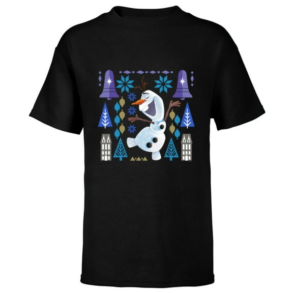 Disney Frozen Olaf Holiday Winter Wonderland - Short Sleeve T-Shirt for Kids - Customized-Black