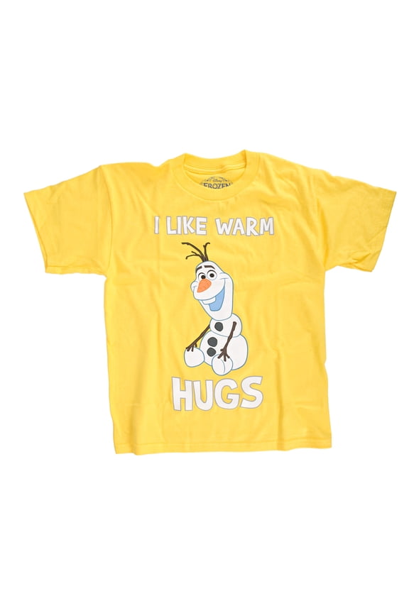 Disney Frozen Olaf I Like Warm Hugs Youth Yellow T-Shirt | S