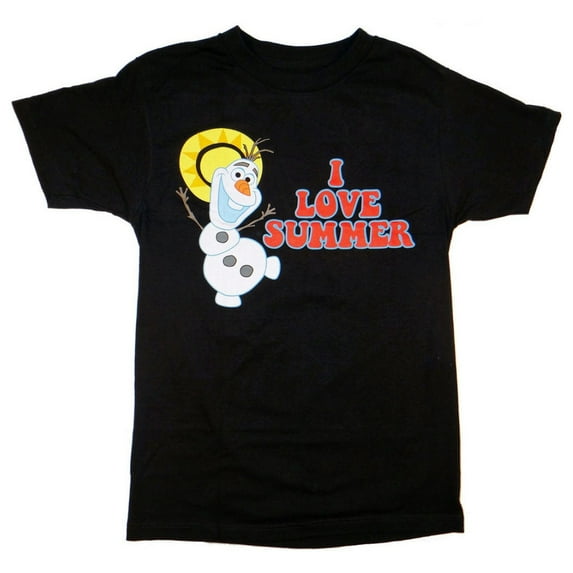 Disney Frozen Olaf I Love Summer Mens Black T-Shirt | S