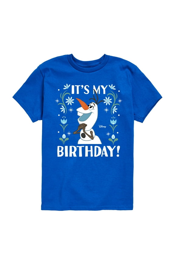 Frozen - Olaf It's My Birthday - Toddler & Youth Girls Raglan Graphic T-Shirt
