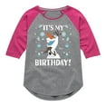thumbnail image 1 of Disney Frozen - Olaf It's My Birthday - Toddler & Youth Girls Raglan Graphic T-Shirt, 1 of 4