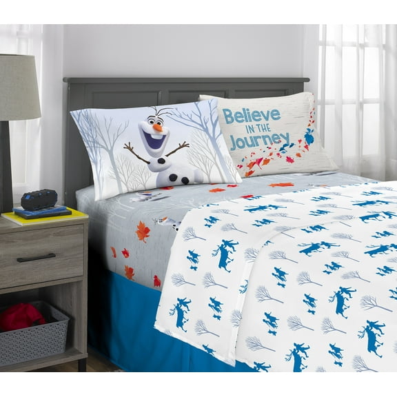 Disney Frozen Olaf Kids Full Sheet Set, White and Gray