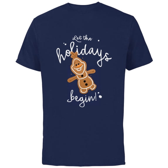 Disney Frozen Olaf Let The Holidays Begin - Short Sleeve Cotton T-Shirt for Adults - Customized-Navy