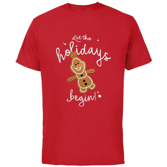 Disney Frozen Olaf Let The Holidays Begin - Short Sleeve Cotton T-Shirt for Adults - Customized-Red