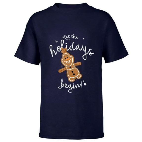 Disney Frozen Olaf Let The Holidays Begin - Short Sleeve T-Shirt for Kids - Customized-Navy