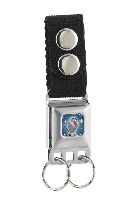 Frozen Olaf Pose Snowflakes Full Color Blue White Keychain One Size