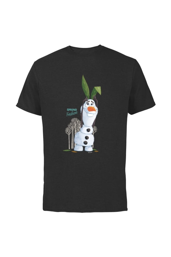 Frozen Olaf Spring Fashion - Short Sleeve Cotton T-Shirt for Adults - Customized-Black