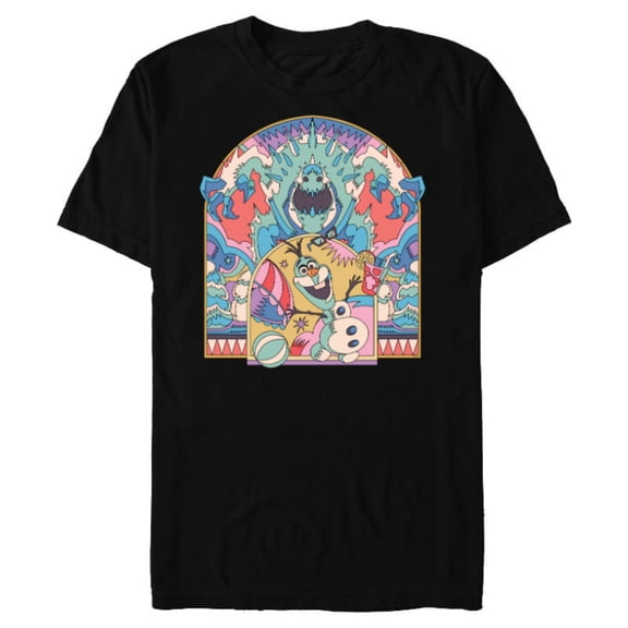 Disney Frozen Olaf and Marshmallow Summer Fun - Short Sleeve Blended T-Shirt for Adults - Customized-Black