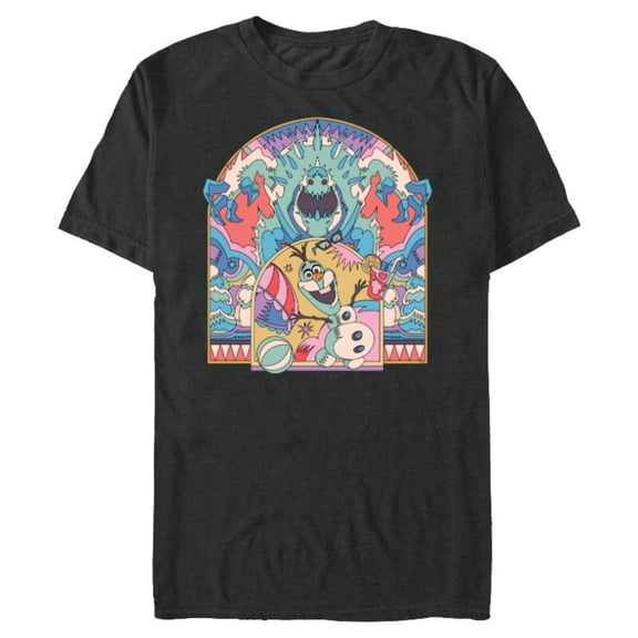 Disney Frozen Olaf and Marshmallow Summer Fun - Short Sleeve Blended T-Shirt for Adults - Customized-Dark Heather