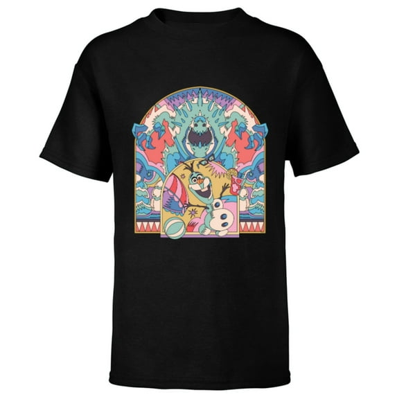 Disney Frozen Olaf and Marshmallow Summer Fun - Short Sleeve T-Shirt for Kids - Customized-Black