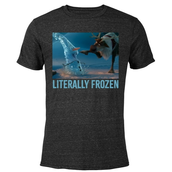 Disney Frozen Olaf and Sven Literally Frozen Meme - Short Sleeve Blended T-Shirt for Adults - Customized-Black