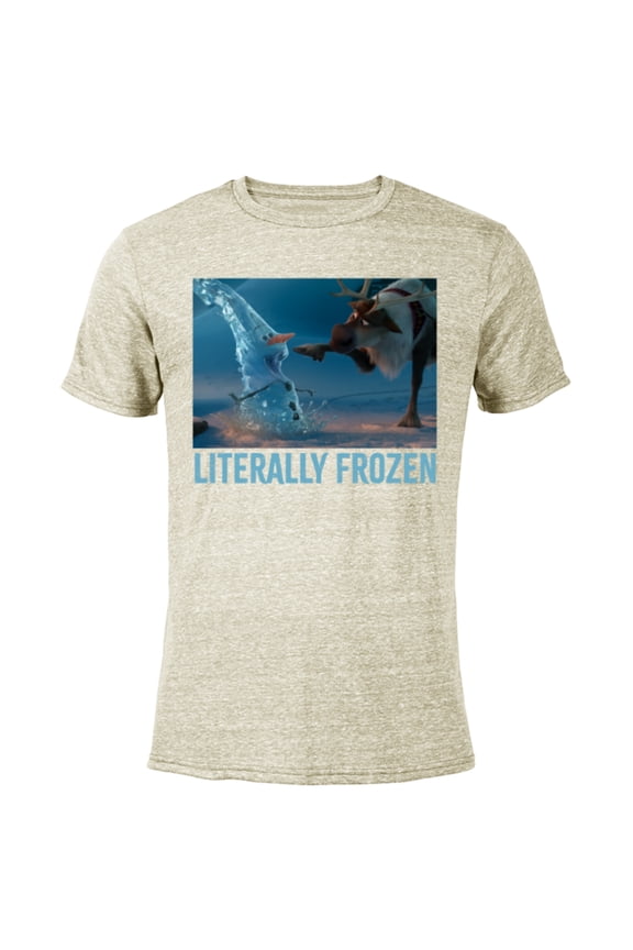 Frozen Olaf and Sven Literally Frozen Meme - Short Sleeve Blended T-Shirt for Adults - Customized-Yellow