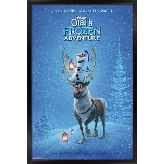 Disney Frozen: Olaf's Frozen Adventure - Teaser One Sheet Wall Poster, 14.725" x 22.375", Framed