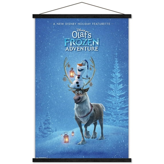 Disney Frozen: Olaf's Frozen Adventure - Teaser One Sheet Wall Poster with Wooden Magnetic Frame, 22.375" x 34"