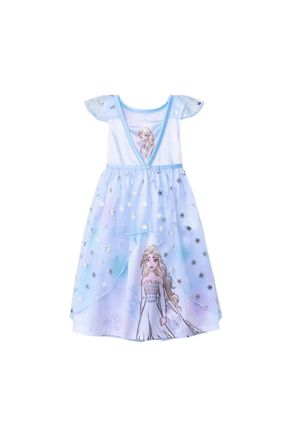 Frozen Queen Elsa Toddler Girls Frozen Elsa NightGown Pajama - Blue/White Size 3T