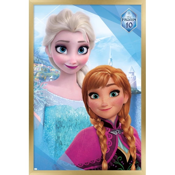 Disney Frozen - Sisters 10th Anniversary Wall Poster, 22.375" x 34" Framed