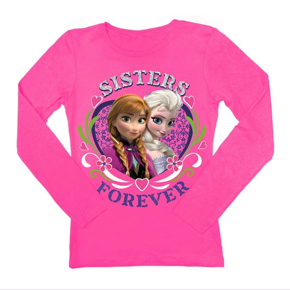 Disney Frozen Sisters Forever Youth Hot Pink Pullover Sweater | S