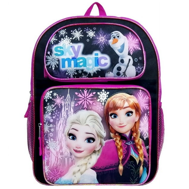 Disney Frozen Sky Magic Black Girls Large Backpack/School Book Bag for Kids
