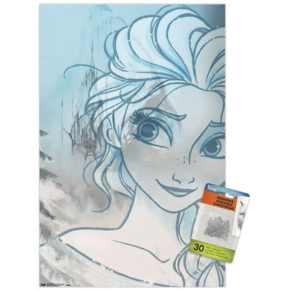 Disney Frozen - Smile Wall Poster with Push Pins, 14.725" x 22.375"