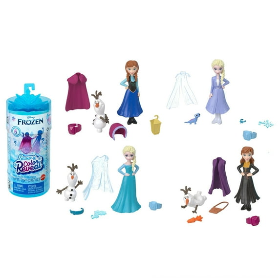 Disney Frozen Snow Color Reveal Small Doll & Accoessires, 6 Surprises Include Character Figure