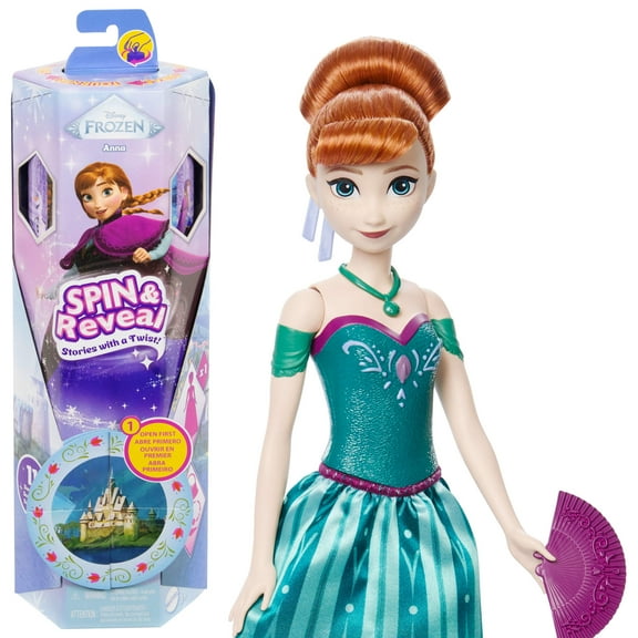 Disney Frozen Spin & Reveal Anna Fashion Doll & Accessories with 11 Surprises from Disney Movie