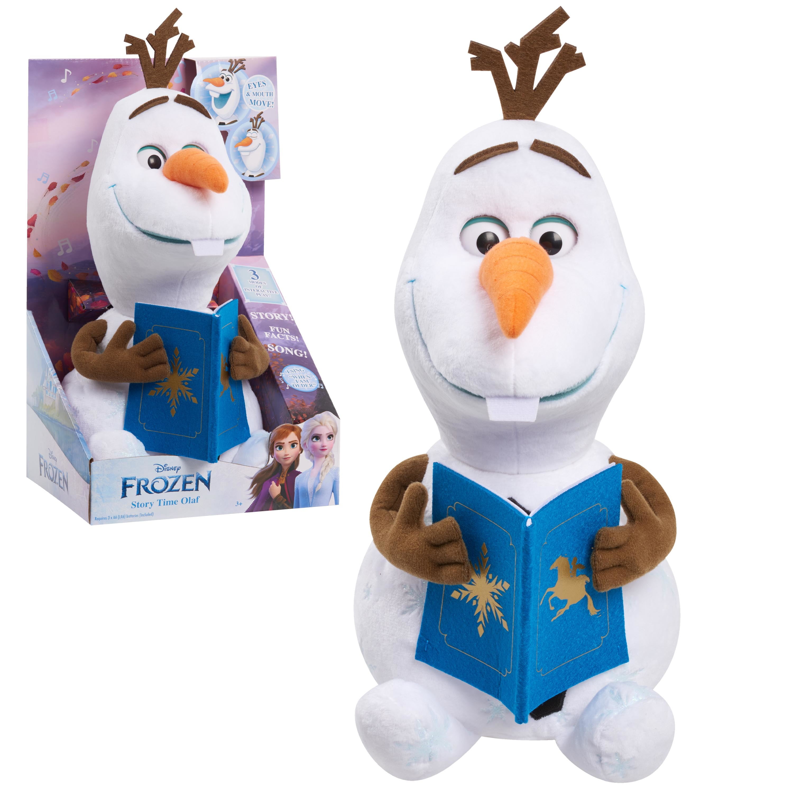 Disney Frozen Story Time Olaf, 12 Inch Talking and Singing Interactive Feature Plush Toy with 3 Modes of Play, Officially Licensed Kids Toys for Ages 3 Up, Gifts and Presents