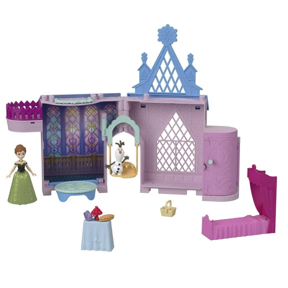 Disney Frozen Storytime Stackers Playset, Annas Arendelle Castle Dollhouse with Small Doll