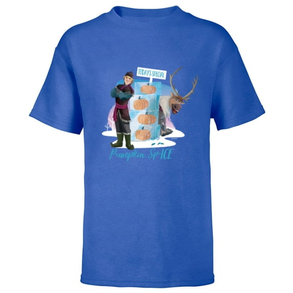 Disney Frozen Sven Kristoff Fall Funny Autumn Pumpkin Sp-ICE - Short Sleeve T-Shirt for Kids - Customized-Royal