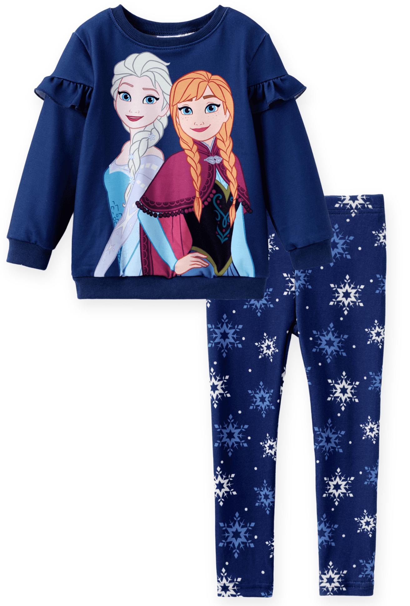 Disney Frozen Toddler Girls 2pcs Elsa Anna Floral Flutter Sleeve Sweatshirt with Leggings 2 Pieces Outfit Sets Sizes 2-6