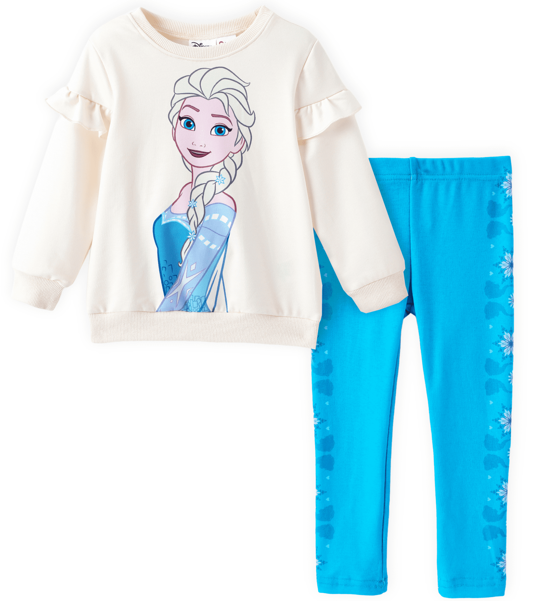 Disney Frozen Toddler Girls 2pcs Elsa Anna Floral Flutter Sleeve Sweatshirt with Leggings 2 Pieces Outfit Sets Sizes 2-6